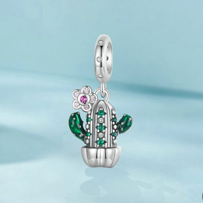 S925 Sterling Silver DIY Desert Cactus Potted Pendant Beads(SCC2831) - Jewelry Accessories by PMC Jewellery | Online Shopping South Africa | PMC Jewellery | Buy Now Pay Later Mobicred