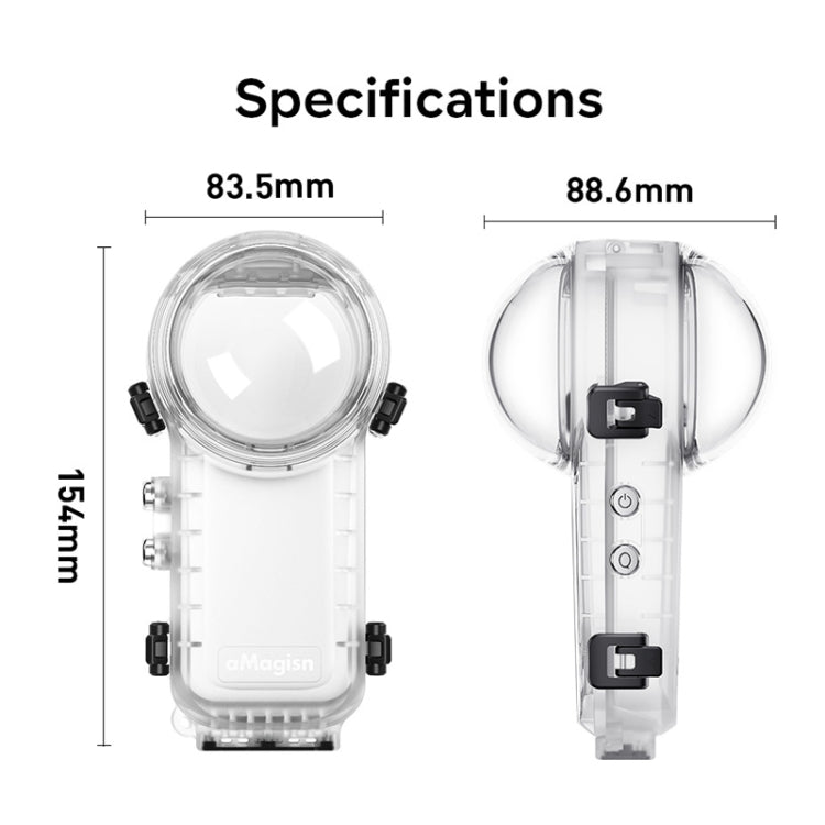 For Insta360 X4 aMagisn 50m Depth Waterproof Protective Case Quick Release Invisible Diving Cover - free shipping - PMc TechLife - Order now!