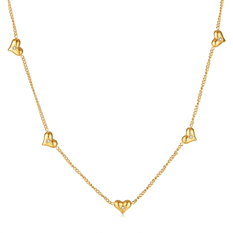 OPK GX2373 Little Sun Zirconia Stainless Steel Peach Heart Necklace, Color: Gold - Necklaces & Pendants by OPK | Online Shopping South Africa | PMC Jewellery | Buy Now Pay Later Mobicred