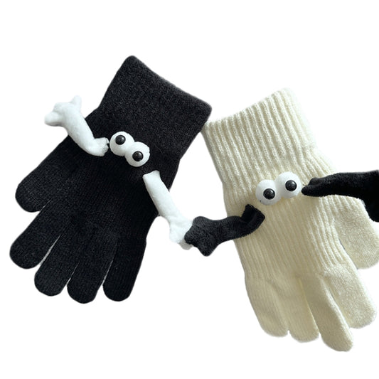 Fall Winter Couple Students Magnetic Warm Gloves Cute Dolls Outdoor Hand In Hand Mittens, Size: Average(White+Black) - Full Finger Gloves by PMC Jewellery | Online Shopping South Africa | PMC Jewellery | Buy Now Pay Later Mobicred