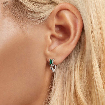 S925 Sterling Silver Platinum-plated Zircon Emerald Shining Earrings(BSE1036) - Stud Earrings & Earrings by PMC Jewellery | Online Shopping South Africa | PMC Jewellery | Buy Now Pay Later Mobicred