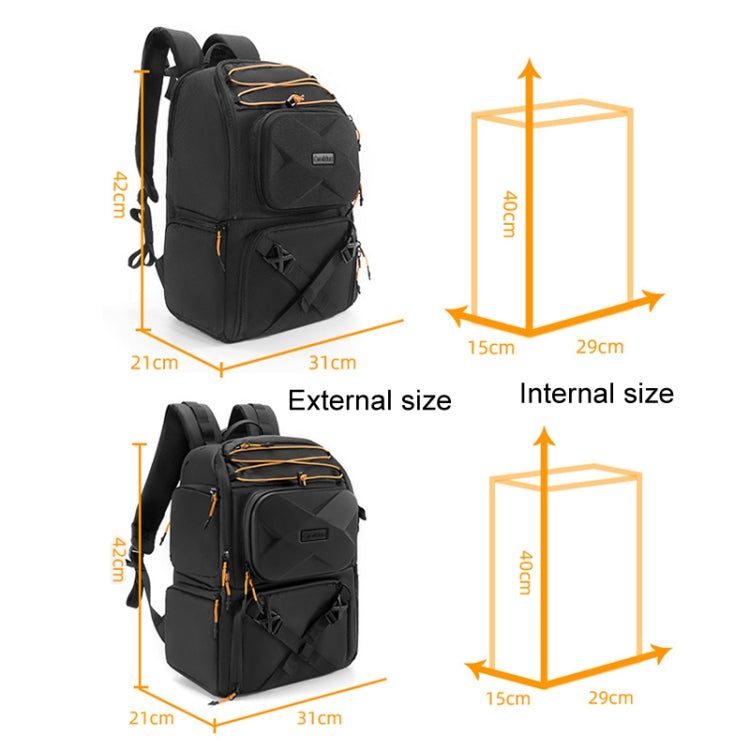 Cwatcun D132 DSLR Camera Backpack Hard-shell Crashproof Waterproof Decompression Shoulder Photo Bag, Color: 2nd Generation Large Black - free shipping - PMC TechLife - Order now!