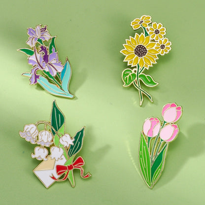 CZ0976-4 Cartoon Plant Flower Alloy Enamel Badge Garden Style Sunflower Clothing Bag Brooch Ornament - Brooches by PMC Jewellery | Online Shopping South Africa | PMC Jewellery | Buy Now Pay Later Mobicred