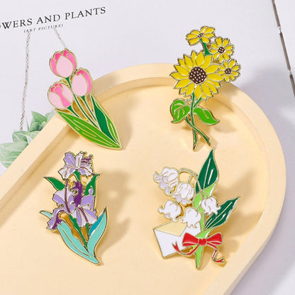 CZ0976-3 Cartoon Plant Flower Alloy Enamel Badge Garden Style Sunflower Clothing Bag Brooch Ornament - Brooches by PMC Jewellery | Online Shopping South Africa | PMC Jewellery | Buy Now Pay Later Mobicred