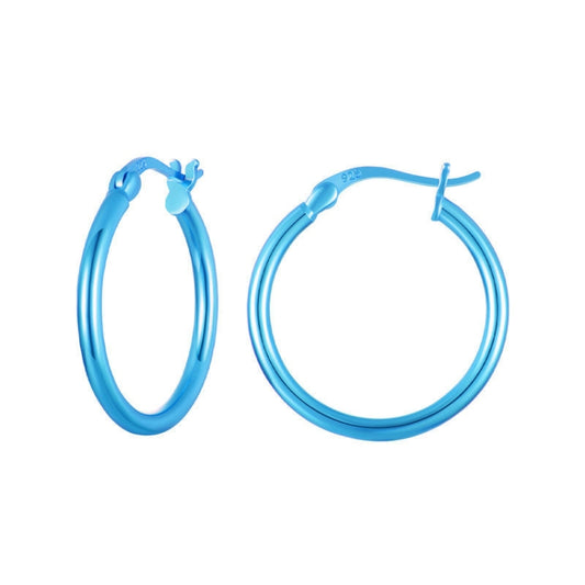 S925 Sterling Silver Electroplated Color Earrings(SCE1608-LBU) - Stud Earrings & Earrings by PMC Jewellery | Online Shopping South Africa | PMC Jewellery | Buy Now Pay Later Mobicred