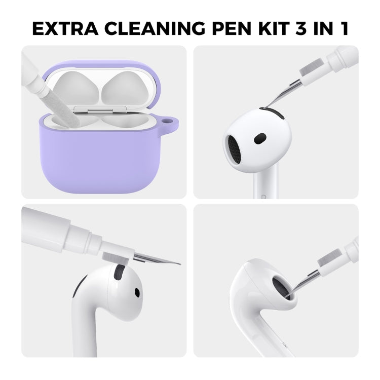 For Airpods 4 AhaStyle WG163 Earphone Drop-Proof Dust-Proof Silicone Protective Case With Cleanning Pen(Blue) - For AirPods 4 by AhaStyle | Online Shopping South Africa | PMC Jewellery | Buy Now Pay Later Mobicred