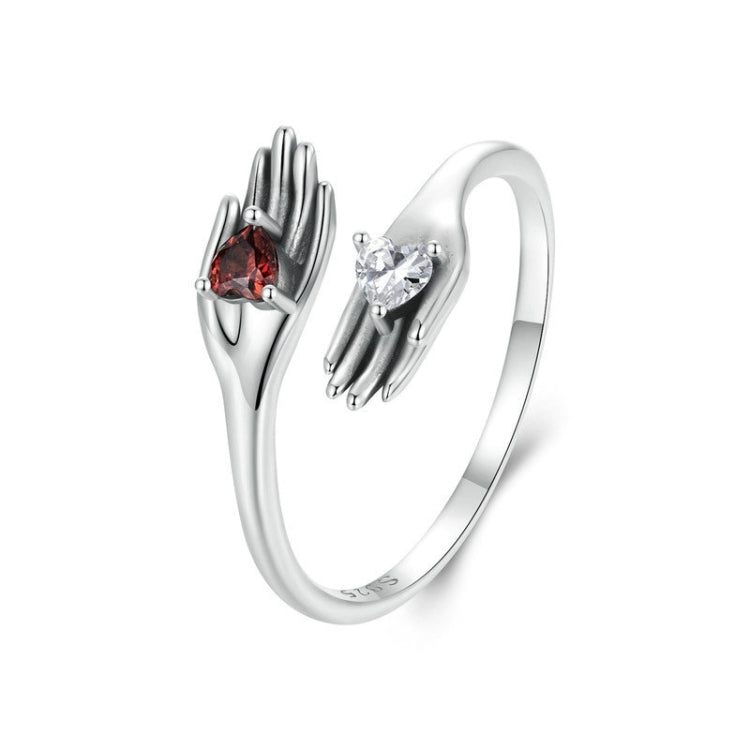 S925 Sterling Silver Oxidized Love and True Protection Ring Open Ring Jewelry(SCR1048-E) - Rings by PMC Jewellery | Online Shopping South Africa | PMC Jewellery | Buy Now Pay Later Mobicred