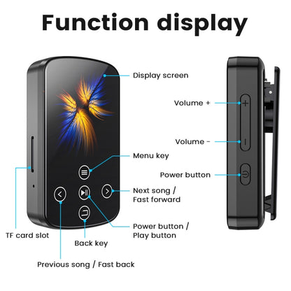 MP3 Bluetooth Music Player HIFI Sports Clip Touch Screen MP4, Memory: No TF Card(Black) - MP3 Player by PMC Jewellery | Online Shopping South Africa | PMC Jewellery | Buy Now Pay Later Mobicred