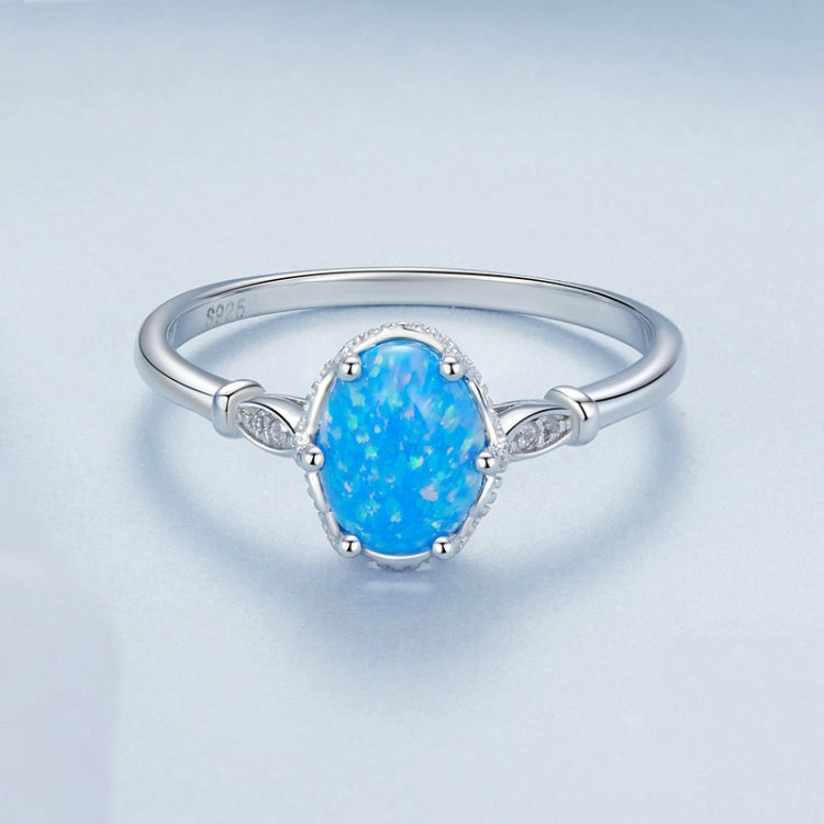 S925 Sterling Silver Ocean Blue Crown Opal Ring, Size: No. 8 - Stud Earrings & Earrings by PMC Jewellery | Online Shopping South Africa | PMC Jewellery | Buy Now Pay Later Mobicred