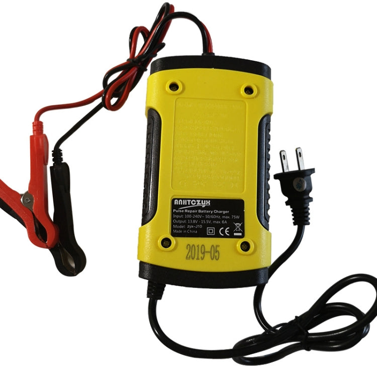 Anhtczyx 12V 6A  4Ah-100Ah Motorcycle Car Pulse Repair Charger With LCD Display(US Plug) - Battery Charger by Anhtczyx | Online Shopping South Africa | PMC Jewellery | Buy Now Pay Later Mobicred