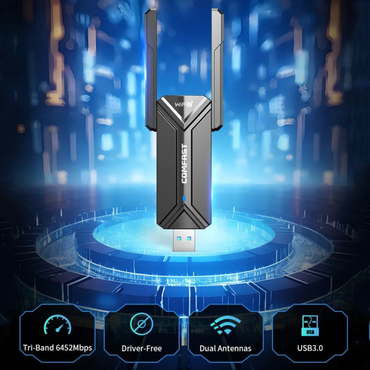 COMFAST CF-983BE WiFi7 Tri-Band 6500Mbps USB Wireless Network Adapter PC Network Card - free shipping - PMC TechLife - Order now!