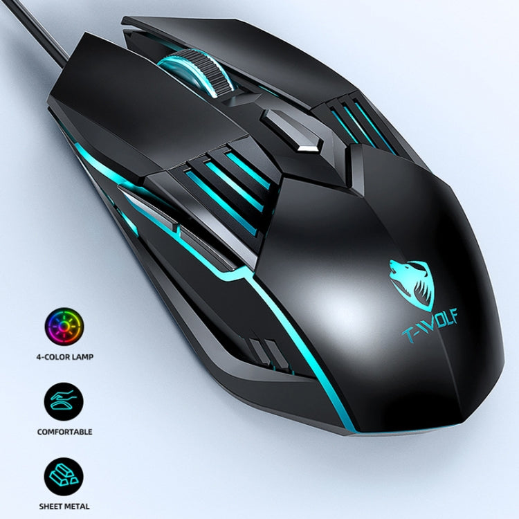T-WOLF G560 6-keys Cool Breathing Light Gaming Wired Mouse Mechanical Office Silent Mouse(Gray) - free shipping - PMC TechLife - Order now!