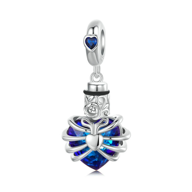 S925 Sterling Silver Heart-shaped Commemorative Box Pendant Beaded Jewelry(Blue) - Jewelry Accessories by PMC Jewellery | Online Shopping South Africa | PMC Jewellery | Buy Now Pay Later Mobicred