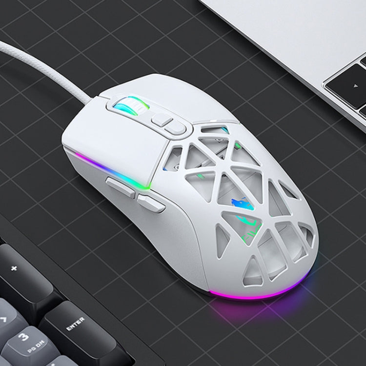 T-WOLF G520 7-keys RGB Marquee Honeycomb Hollow Gaming Wired Mouse(White) - Wired Mice by T-WOLF | Online Shopping South Africa | PMC TechLife | Buy Now Pay Later Mobicred
