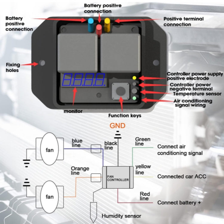 12V Digital Radiator Fan Controller Switch Automotive Fan Wiring Harness - Automobiles Sensors by PMC Jewellery | Online Shopping South Africa | PMC Jewellery | Buy Now Pay Later Mobicred