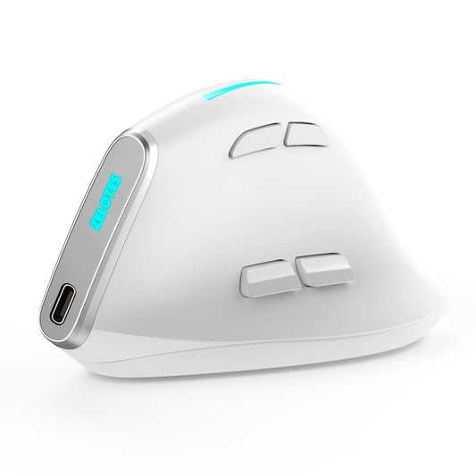 ZELOTES F36 9-Keys Vertical Grip Ergonomic Programming Dual Bluetooth + 2.4G Wireless Mouse(White) - Wireless Mice by ZELOTES | Online Shopping South Africa | PMC Jewellery | Buy Now Pay Later Mobicred