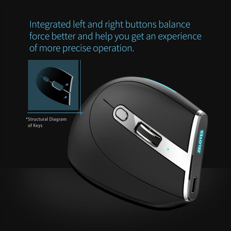ZELOTES F36 9-Keys Vertical Grip Ergonomic Programming Dual Bluetooth + 2.4G Wireless Mouse(White) - Wireless Mice by ZELOTES | Online Shopping South Africa | PMC TechLife | Buy Now Pay Later Mobicred