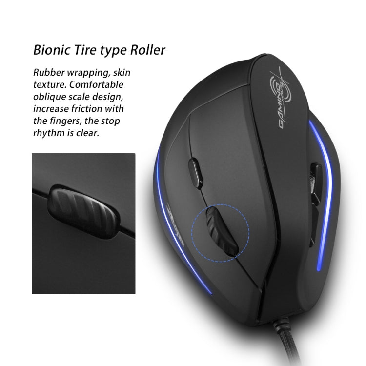 ZELOTES T20 6-Keys Vertical Grip Ergonomic Laptop Wired Mouse(Black) - Wired Mice by ZELOTES | Online Shopping South Africa | PMC TechLife | Buy Now Pay Later Mobicred