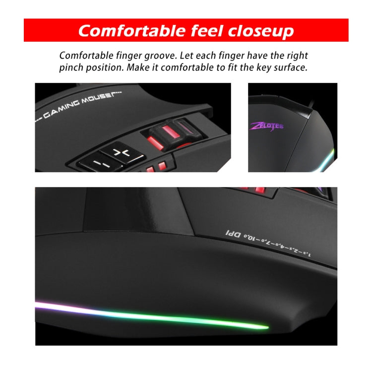 ZELOTES C13 13-keys RGB Lighting Effect Programming Macro Custom Gaming Wired Mouse(Black) - free shipping - PMC TechLife - Order now!