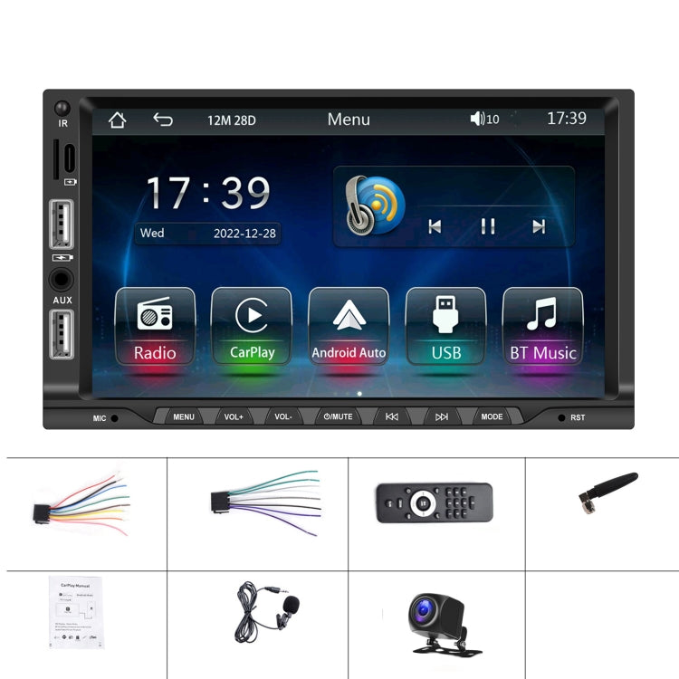 7-inch Double Din Car MP5 Player Support CarPlay/Android Auto/Mirror Link/Bluetooth With AHD Camera - Car MP3 & MP4 & MP5 by PMC Jewellery | Online Shopping South Africa | PMC Jewellery | Buy Now Pay Later Mobicred