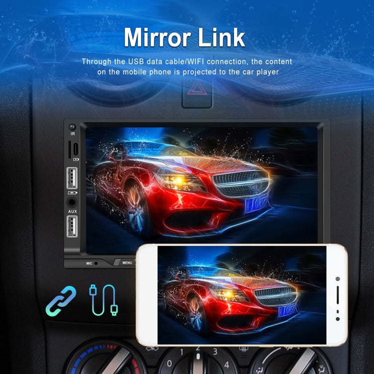 7-inch Double Din Car MP5 Player Support CarPlay/Android Auto/Mirror Link/Bluetooth With 12-light Camera - Car MP3 & MP4 & MP5 by PMC Jewellery | Online Shopping South Africa | PMC Jewellery | Buy Now Pay Later Mobicred