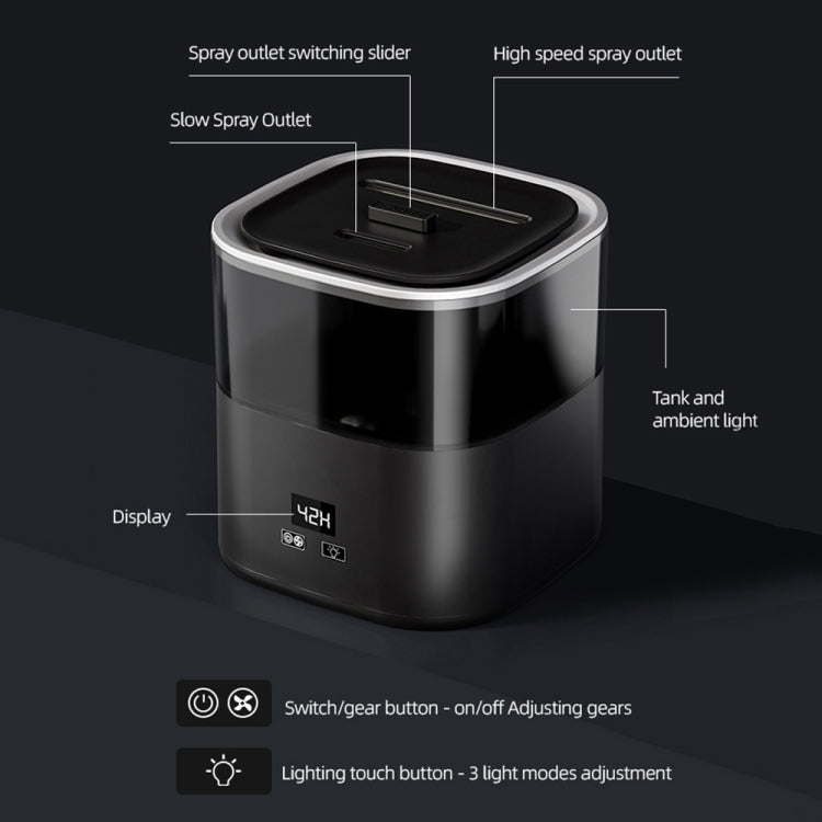 JSQ-58 1.1L large Capacity Digital Display Flame Atomization Humidifier, Color: Matt Black(UK Plug) - free shipping - PMC TechLife - Order now!