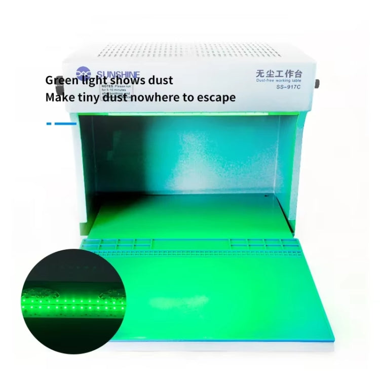 SUNSHINE SS-917C Mobile Phone Screen Repair Dust-free Workbench Green White Light Dual Lamps Dust Display Lamp Operator Bench US Plug - free shipping - PMC TechLife - Order now!