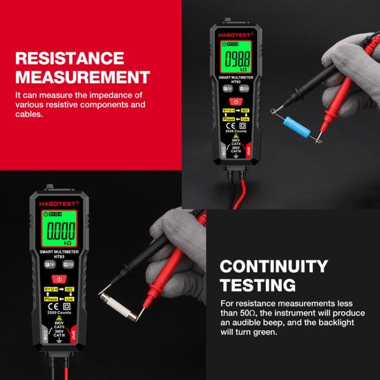HABOTEST HT93 Phase Sequence Detection Intelligent Anti-Burn-In Fully Automatic Multimeter(Black) - Digital Multimeter by HABOTEST | Online Shopping South Africa | PMC TechLife | Buy Now Pay Later Mobicred