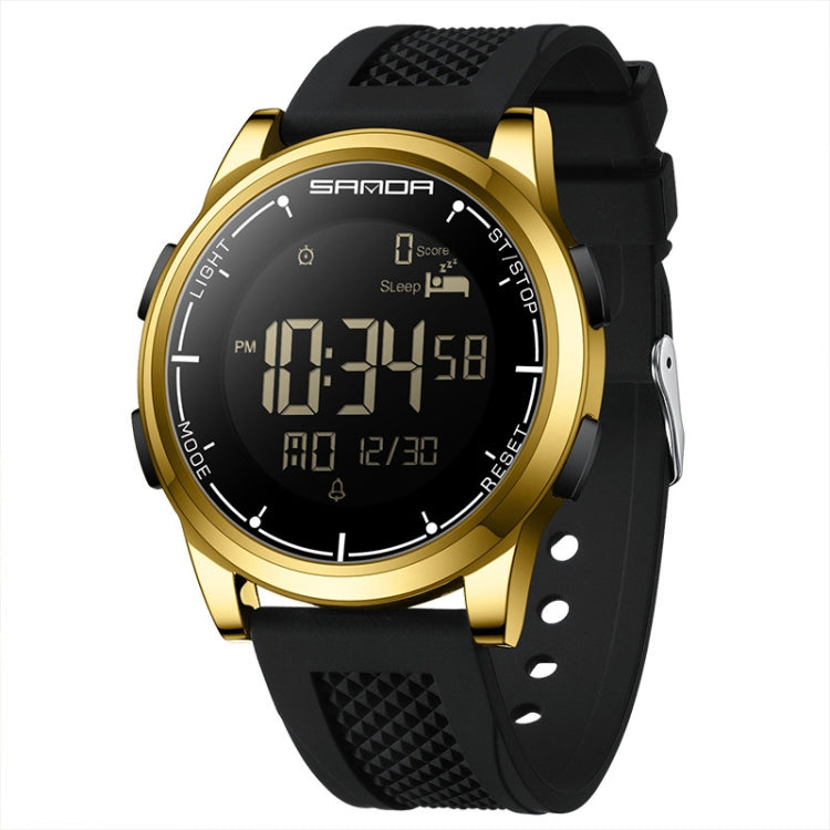 SANDA Student Sports Watch Calorie Counting Electronic Watch Sleep Monitoring Smart Watch(Gold Black) - Silicone Strap Watches by SANDA | Online Shopping South Africa | PMC Jewellery | Buy Now Pay Later Mobicred