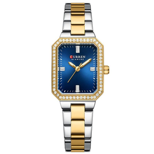 Curren Women Casual Steel Strap Watch(Gold Blue) - Alloy Watches by Curren | Online Shopping South Africa | PMC Jewellery | Buy Now Pay Later Mobicred