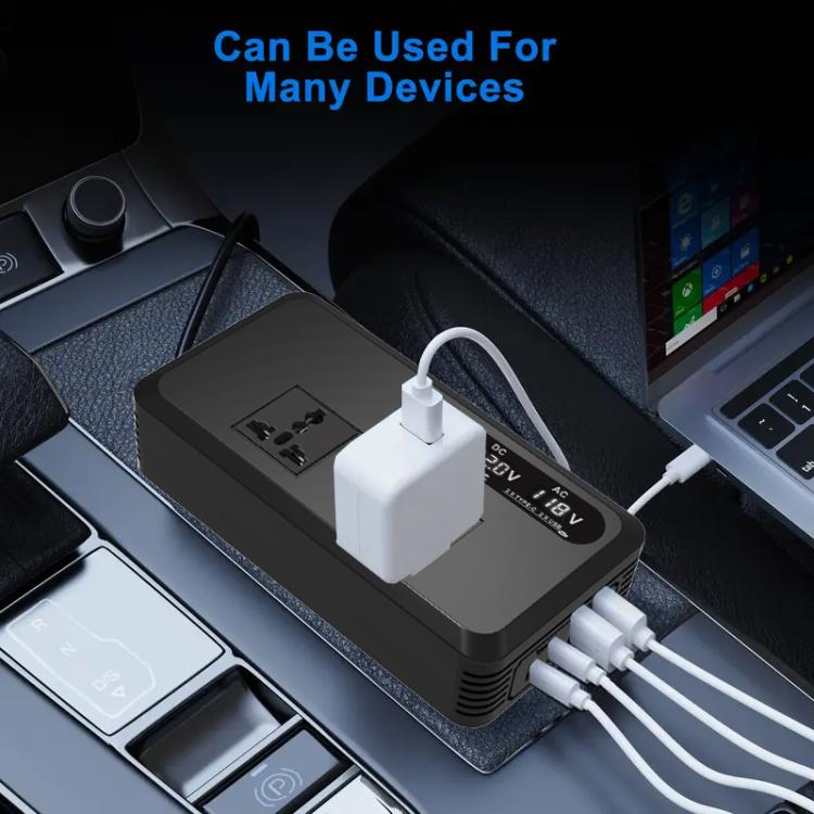 Gurxun Dual Digital Display Car Inverter With 2 USB+2 Type-C Ports Universal Plug 110V - free shipping - PMc TechLife - Order now!