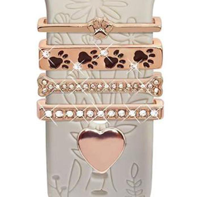 5pcs / Set 20mm Width Smart Watch Silicone Band Decorative Ring Metal Accessories, Style: Gold 9 - Watch Decorations by PMC TechLife | Online Shopping South Africa | PMC TechLife | Buy Now Pay Later Mobicred