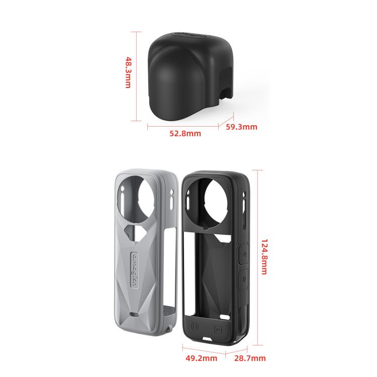 aMagisn Body Case+Lens Cap For Insta360 X5 Action Camera Protective Accessories Gray - free shipping - PMC TechLife - Order now!