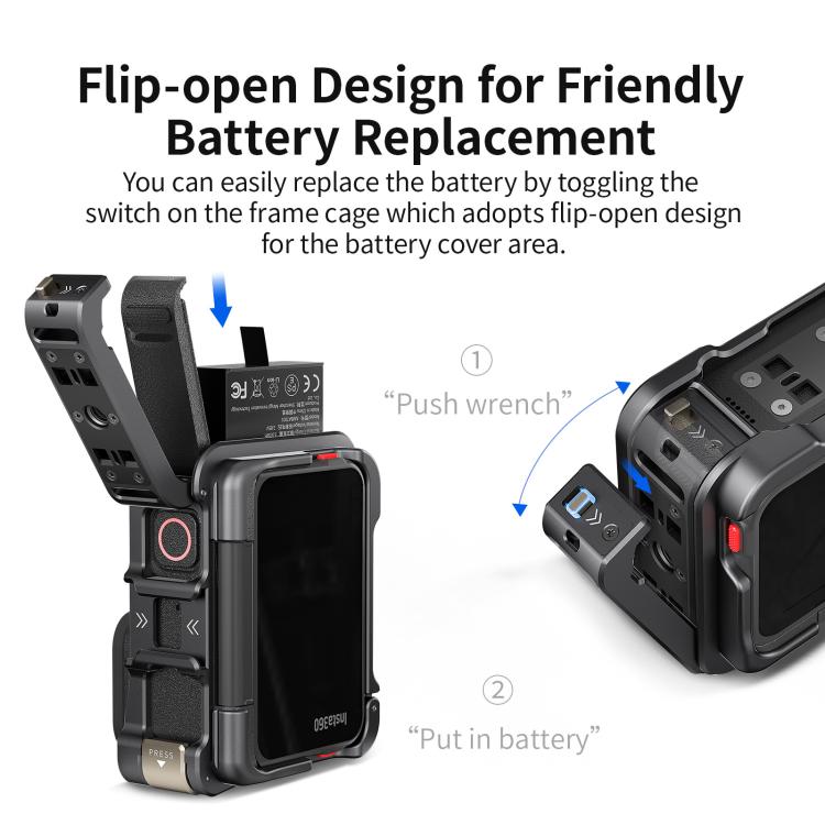 For Insta360 Ace Pro 2 / Ace Pro Camera AMagisn Quick Release Metal Cage Horizontal & Vertical Shooting Protective Frame(Black) - free shipping - PMC TechLife - Order now!