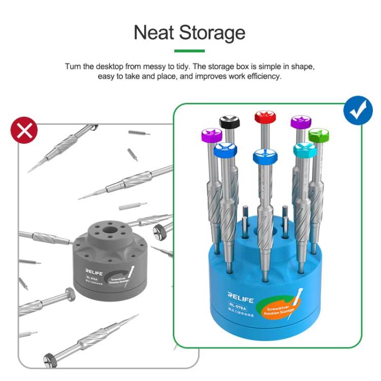 RELIFE RL-078A Screwdriver Rotating Storage Box Mobile Phone Repair Screwdriver Bit Storage Box - free shipping - PMC TechLife - Order now!