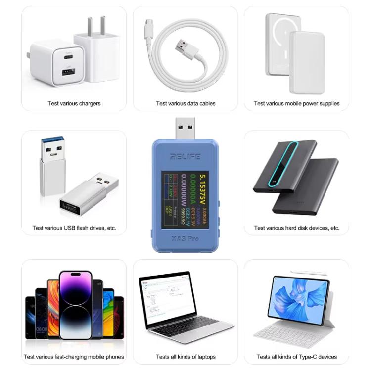RELIFE XA3 Pro USB / Type-C Smart Detector Fast Charging Protocol Identification Detection - free shipping - PMC TechLife - Order now!