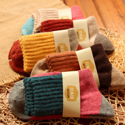 5 Pairs Winter Vintage Rabbit Wool Socks Thicken Patchwork Cotton Socks, Size:Free Size(red socks) - Tube Socks by PMC Jewellery | Online Shopping South Africa | PMC Jewellery