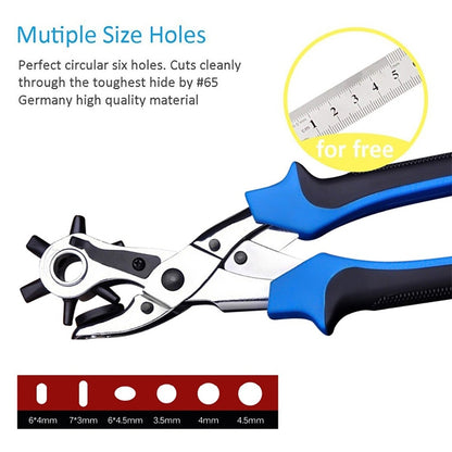 Multifunctional Belt Hole Puncher with 6 Holes Leather Hole Punch for Leather Belts Cards Paper Fabric(Blue) - Binding Supplies by PMC Jewellery | Online Shopping South Africa | PMC Jewellery