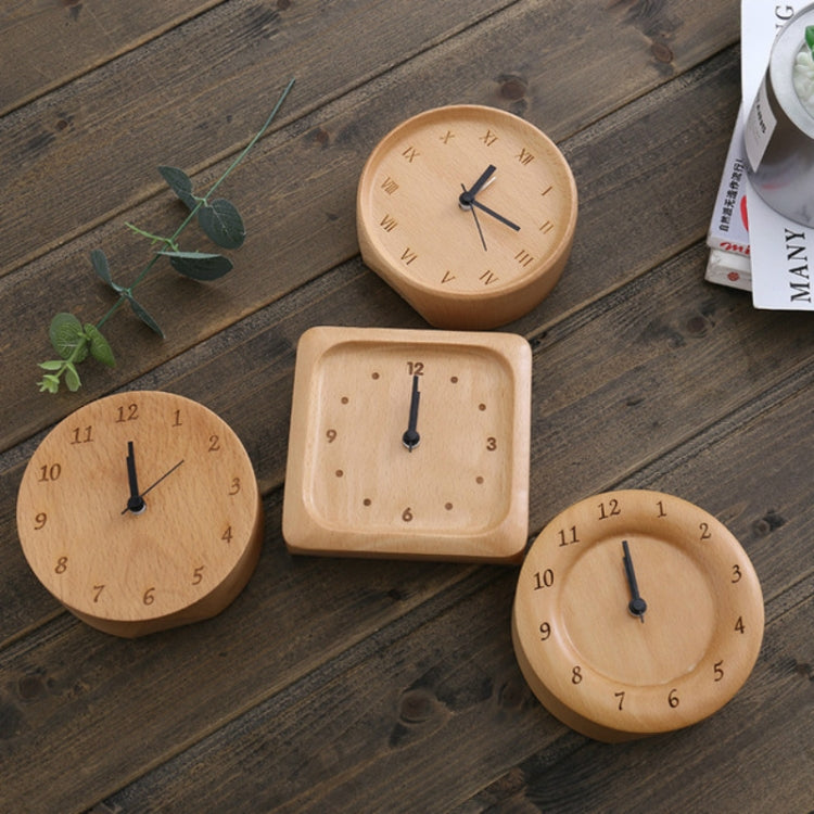 Simple Home Study Solid Wood Decorative Bedside Beech Alarm Clock(Round Greek) - Novelty Clock by PMc TechLife | Online Shopping South Africa | PMc TechLife | Buy Now Pay Later Mobicred