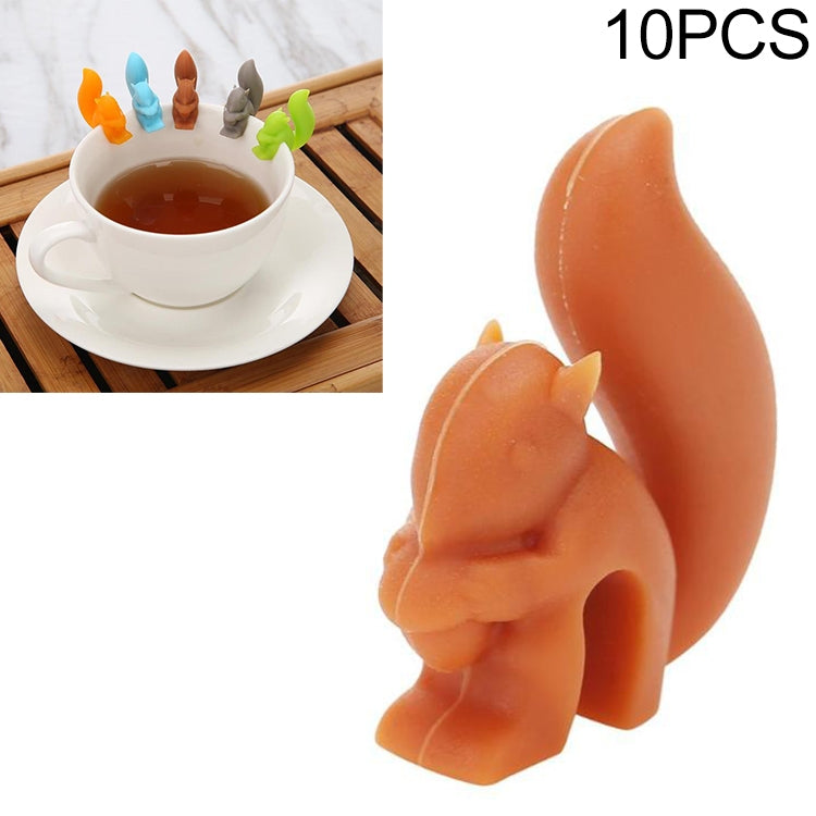 10 PCS Silicone Squirrel Tea Bag Multi-function Wine Glass Cup Recognizer(Coffee) - Tea Strainers by PMC TechLife | Online Shopping South Africa | PMC TechLife