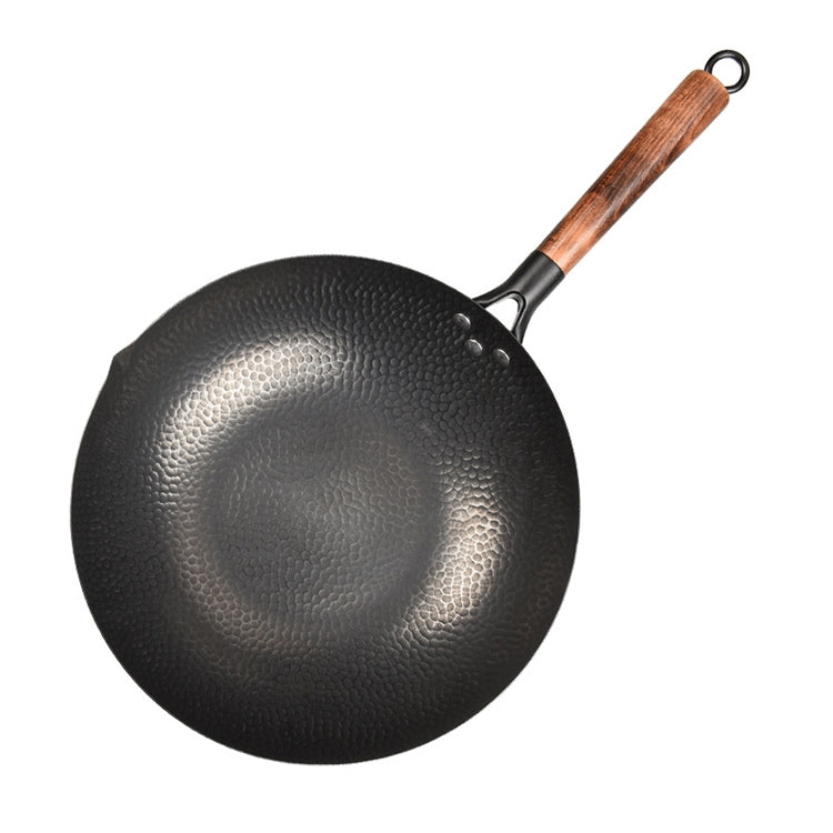 32cm with Wooden Cover Vintage Traditional Handmade Uncoated Wok Pan - Woks by PMC TechLife | Online Shopping South Africa | PMC TechLife