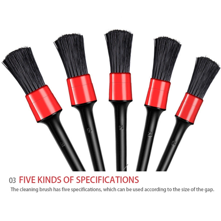 5 in 1 Car Detailing Brush Cleaning Natural Boar Hair Brushes Auto Detail Tools Products Wheels Dashboard,Random Color Delivery - Car washing supplies by PMC Jewellery | Online Shopping South Africa | PMC Jewellery