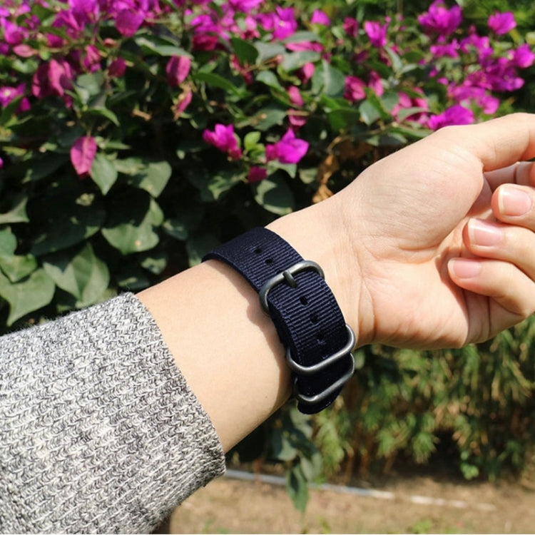 Washable Nylon Canvas Watchband, Band Width:24mm(Dark Blue with Silver Ring Buckle) - Watch Bands by PMC TechLife | Online Shopping South Africa | PMC TechLife | Buy Now Pay Later Mobicred