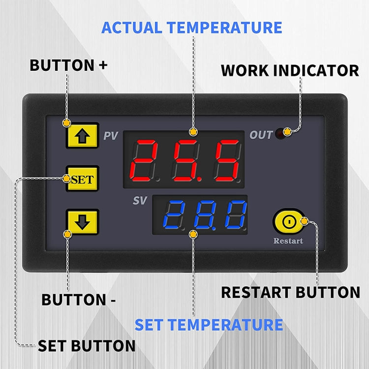 High-precision Microcomputer Intelligent Digital Display Switch Thermostat, Style:12V Power Supply(Red and Blue Display) - free shipping - PMC TechLife - Order now!