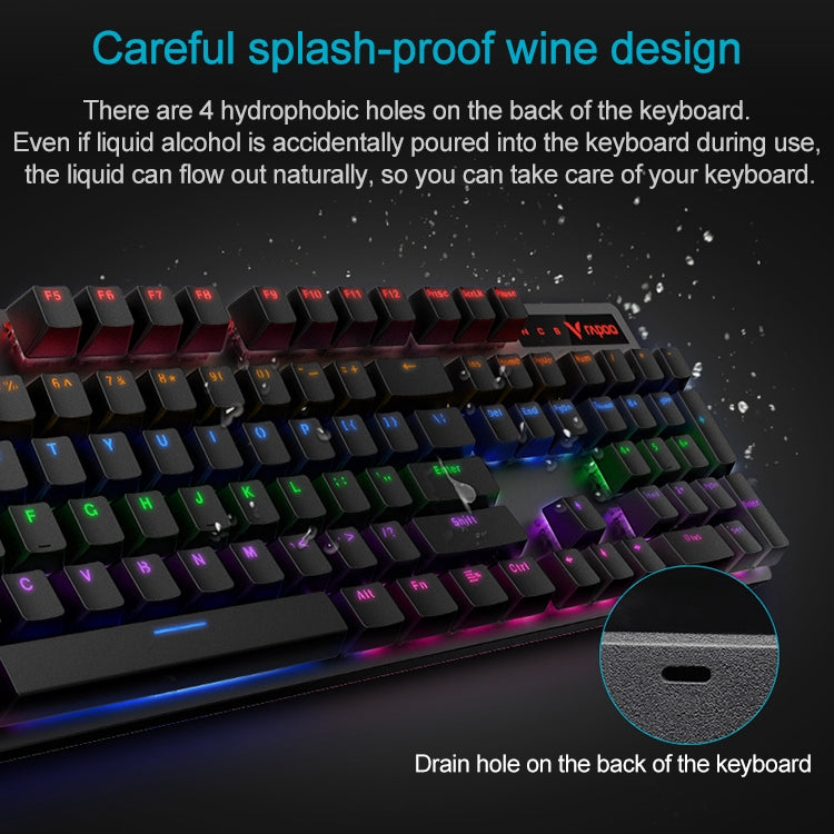 Rapoo V500 PRO Mixed Light 104 Keys Desktop Laptop Computer Game Esports Office Home Typing Wired Mechanical Keyboard(Green Shaft) - Wired Keyboard by Rapoo | Online Shopping South Africa | PMC Jewellery | Buy Now Pay Later Mobicred