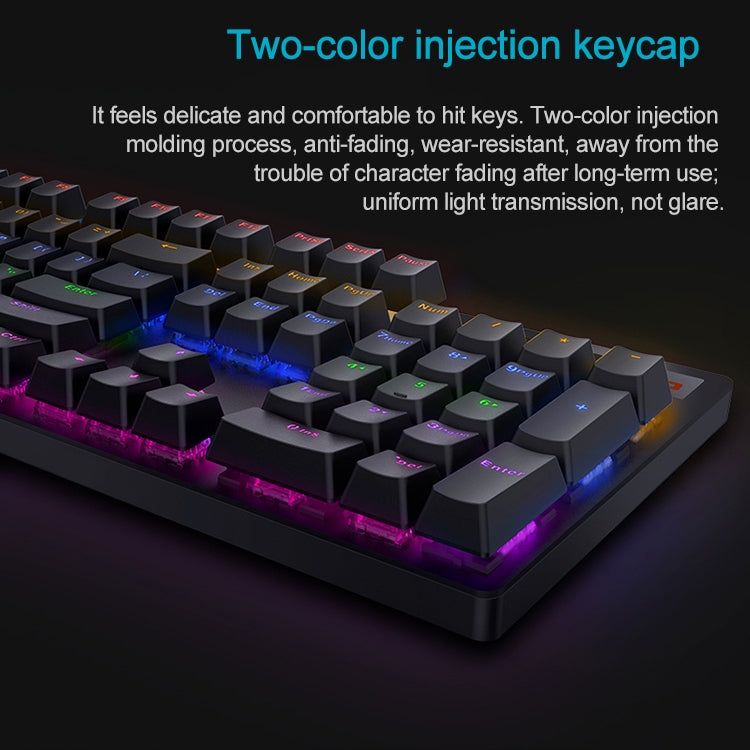 Rapoo V500 PRO Mixed Light 104 Keys Desktop Laptop Computer Game Esports Office Home Typing Wired Mechanical Keyboard(Green Shaft) - Wired Keyboard by Rapoo | Online Shopping South Africa | PMC Jewellery | Buy Now Pay Later Mobicred