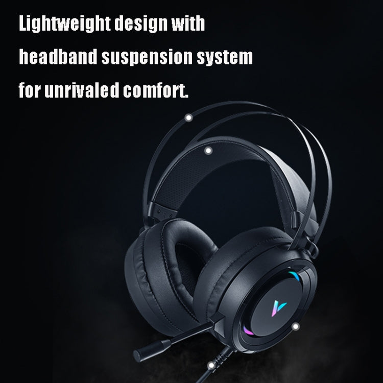 Rapoo VH500C Desktop Computer 7.1 Channel RGB Luminous Game Headset with Short Microphone, Cable Length: 2.2m(Black) - Multimedia Headset by Rapoo | Online Shopping South Africa | PMC Jewellery | Buy Now Pay Later Mobicred