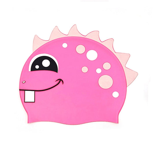 Children Cartoon Dinosaur Comfortable Silicone Swimming Cap(Pink) - Swimming Caps by PMC Jewellery | Online Shopping South Africa | PMC Jewellery | Buy Now Pay Later Mobicred