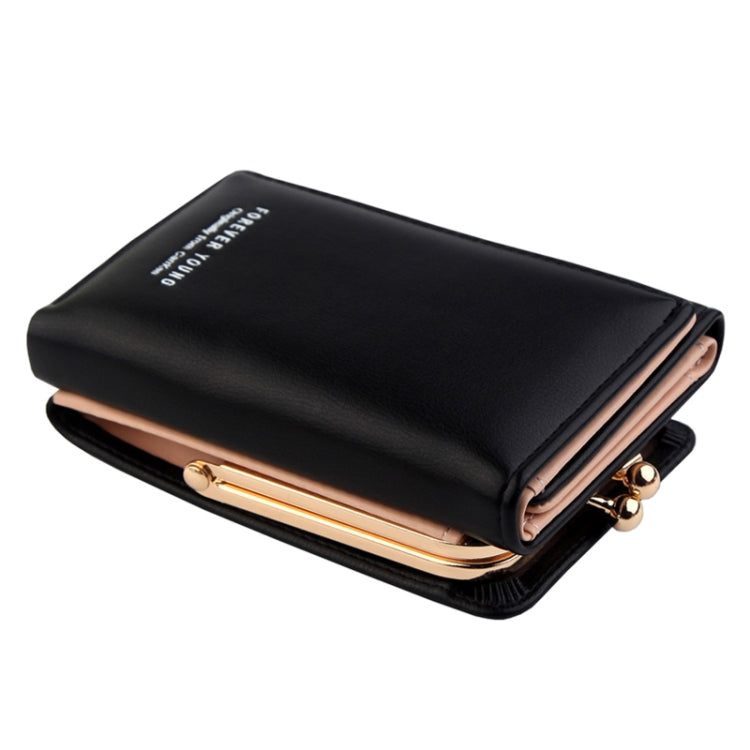 Short Wllet Lady Small Wallet Multi-Card Three Fold(Black) - Wallets by PMC TechLife | Online Shopping South Africa | PMC TechLife | Buy Now Pay Later Mobicred