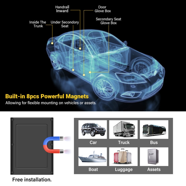 TK808 10000mAh GPS Intelligent Waterproof Multifunctional Vehicle Tracking Tracker (Black) - Car Tracker by PMC TechLife | Online Shopping South Africa | PMC TechLife | Buy Now Pay Later Mobicred